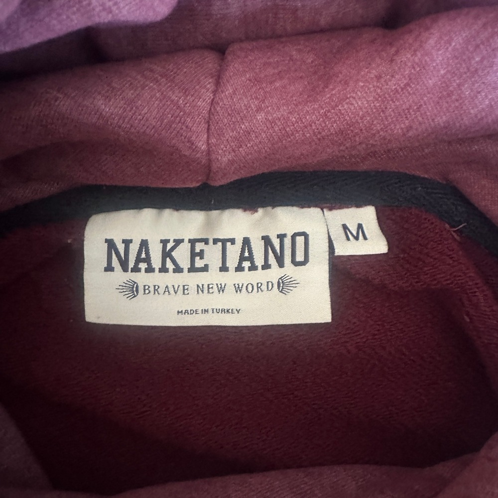Naketano Hoodie Medium Burgundy Cowl Neck Rope Good Gorpcore Streetwear - Picture 7 of 8